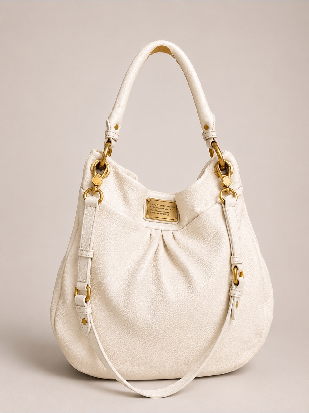 Marc by Marc Jacobs Standard Supply Workwear Hobo White Pebbled Leather Bag - Picture 3 of 16